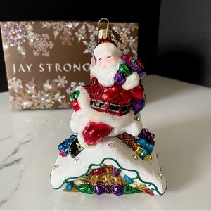 Santa "Up on the Rooftop" Ornament by Jay Strongwater